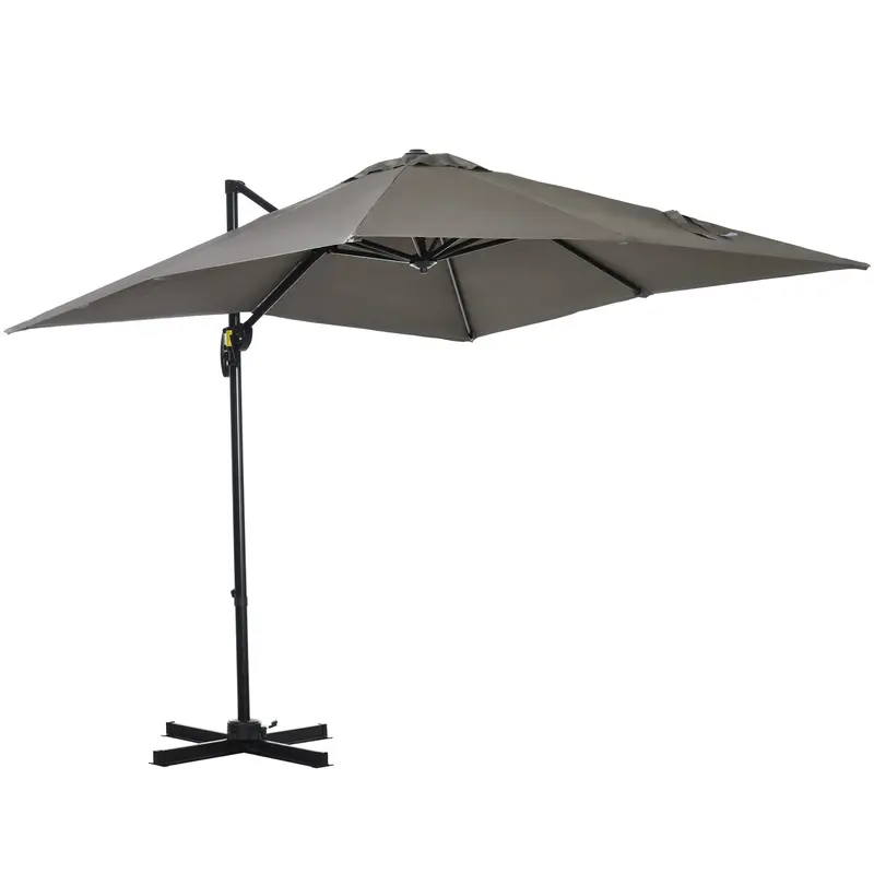 8'X 8' Square Cantilever Umbrella With 360° Rotation & Tilt, Light Grey 1