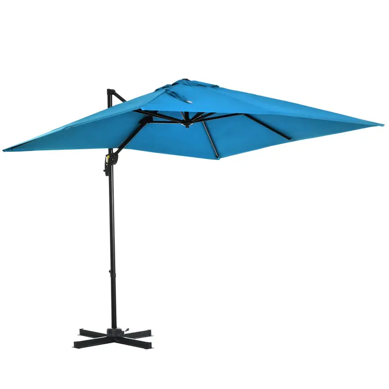 8'X 8' Square Cantilever Umbrella With 360° Rotation & Tilt, Turquoise 1