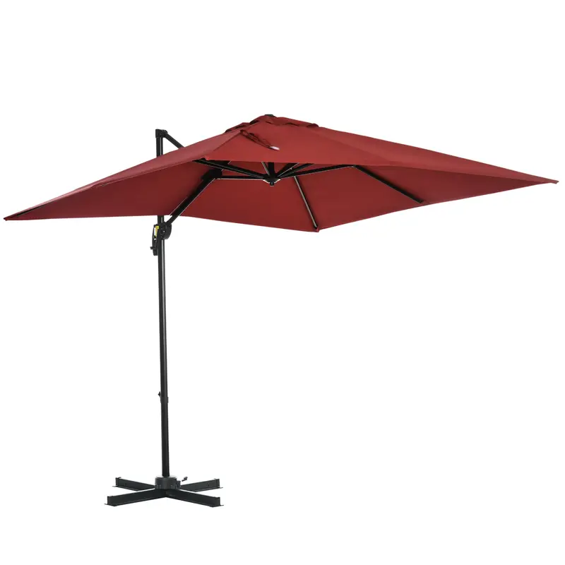 8'X 8' Square Cantilever Umbrella With 360° Rotation & Tilt, Wine Red 1
