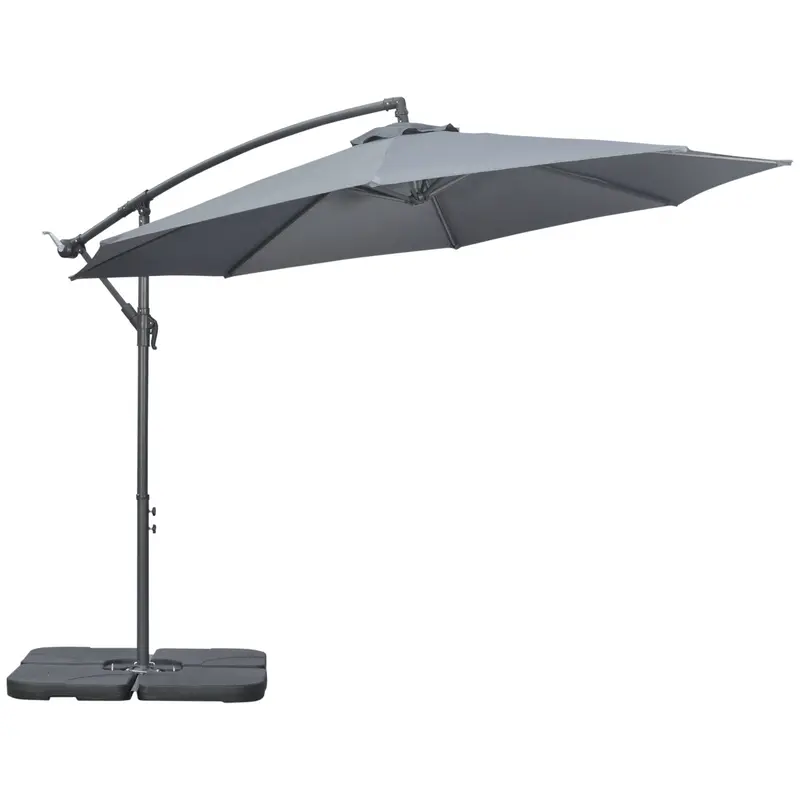 9.6' Offset Cantilever Patio Umbrella With Base & Crank, Dark Grey 1