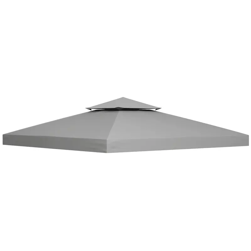 9.8' X 9.8' 2-Tier Gazebo Replacement Canopy, Light Grey 1