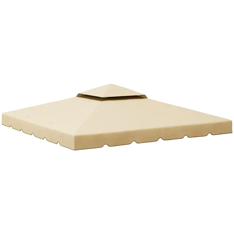 9.8' X 9.8' Gazebo Replacement Canopy With Double Vented Roof, Top Only, Beige 1