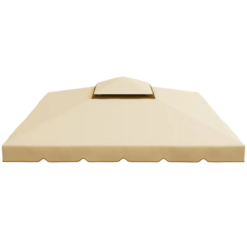 9.8' X 9.8' Gazebo Replacement Canopy With Double Vented Roof, Top Only, Beige 2