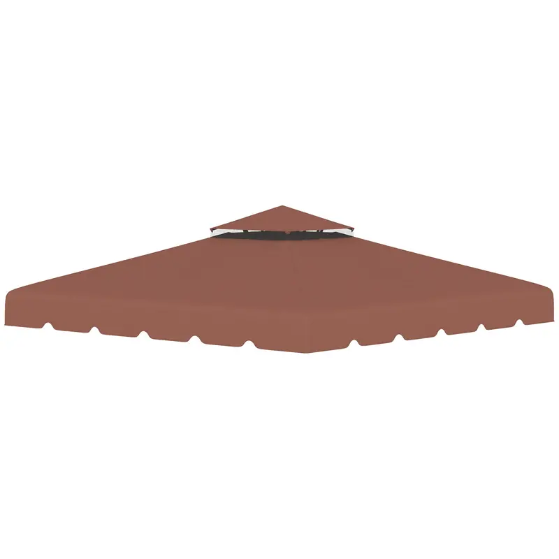 9.8' X 9.8' Gazebo Replacement Canopy With Double Vented Roof, Top Only, Coffee 1