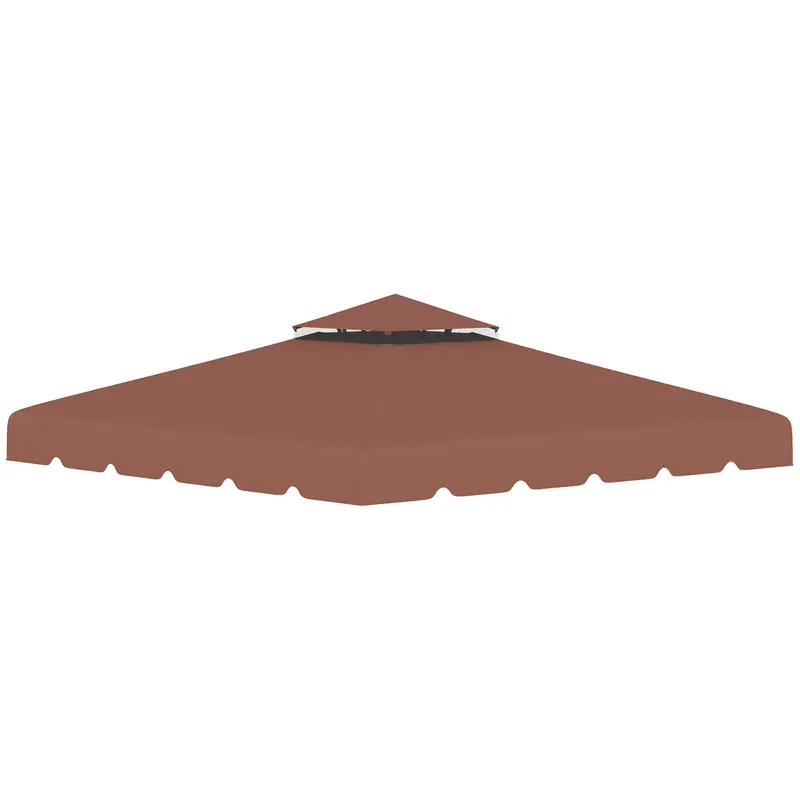 9.8' X 9.8' Gazebo Replacement Canopy With Double Vented Roof, Top Only, Coffee 2
