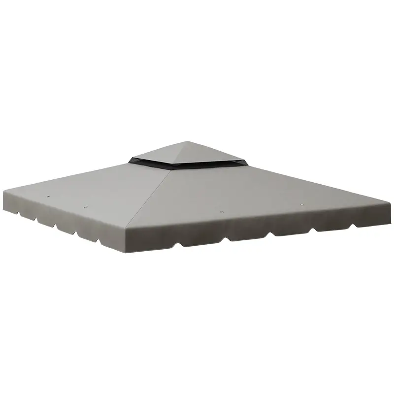 9.8' X 9.8' Gazebo Replacement Canopy With Double Vented Roof, Top Only, Grey 1