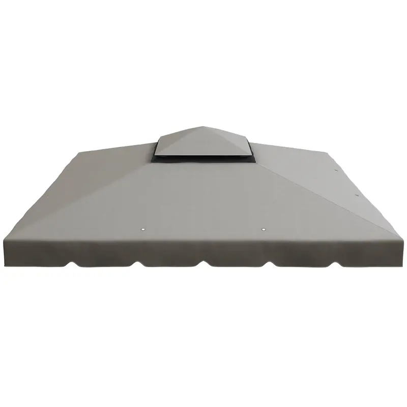 9.8' X 9.8' Gazebo Replacement Canopy With Double Vented Roof, Top Only, Grey 2