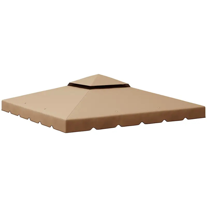 9.8' X 9.8' Gazebo Replacement Canopy With Double Vented Roof, Top Only, Khaki 1