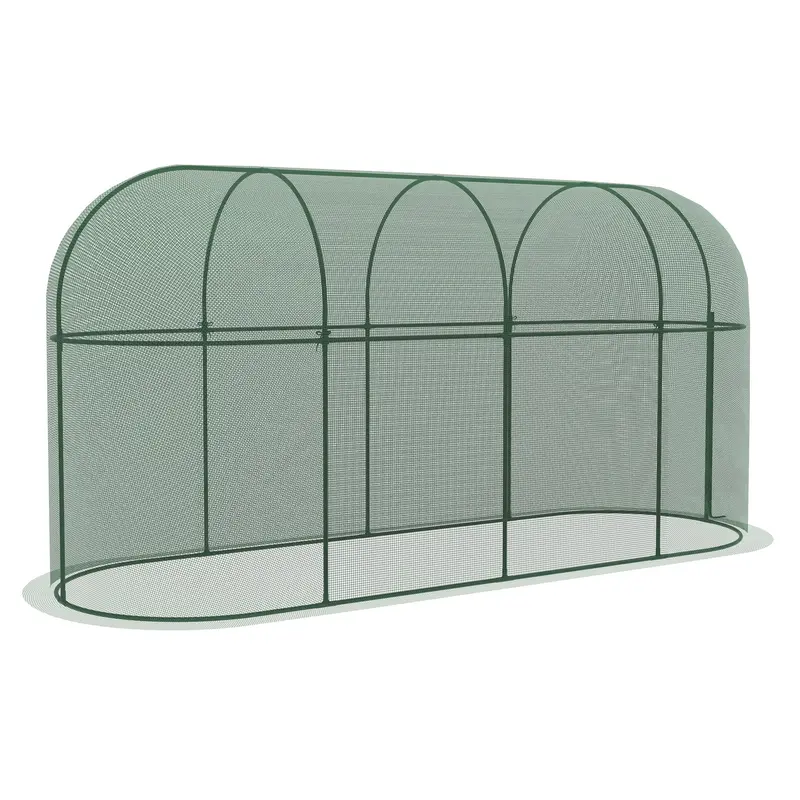 9.8'X3.3' Crop Cage With Zippered Door & Ground Stakes, Green 2