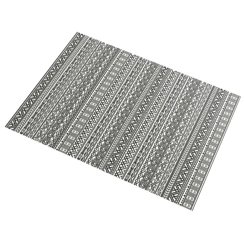 9' X 12' Reversible Mat W/ Carry Bag, Boho Waterproof Rv Rug For Backyard, Grey & White 2