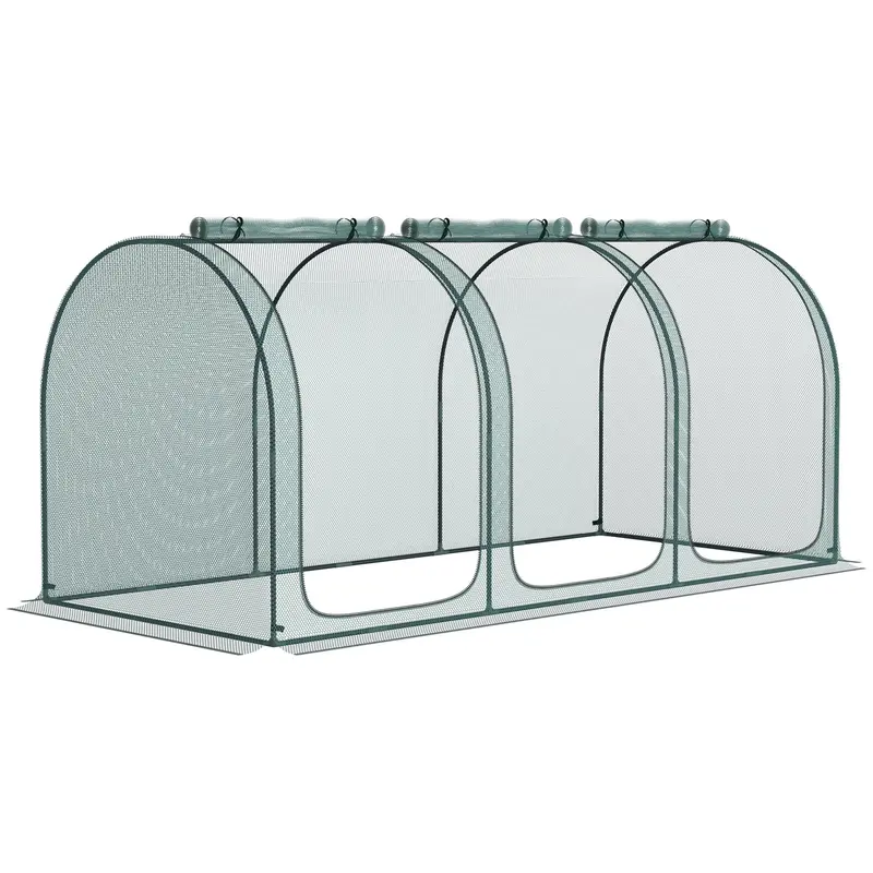 9' X 4' Crop Cage With 3 Zippered Doors & Stakes, Green 1