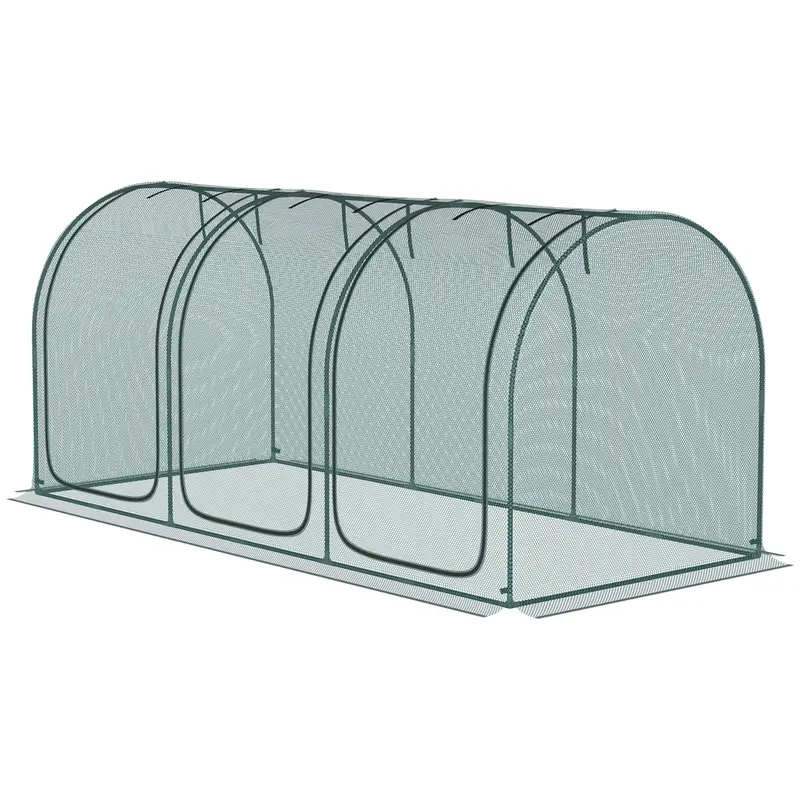 9' X 4' Crop Cage With 3 Zippered Doors & Stakes, Green 2