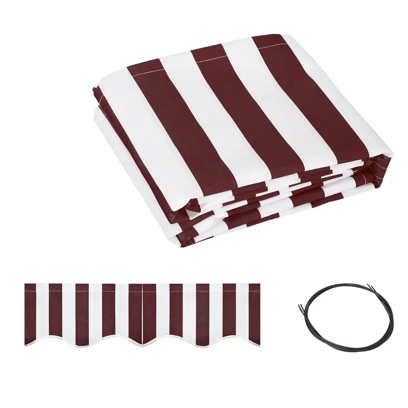 9' X 8' Retractable Awning Fabric Replacement, 280Gsm Uv Resistant Fabric, Red And White 1