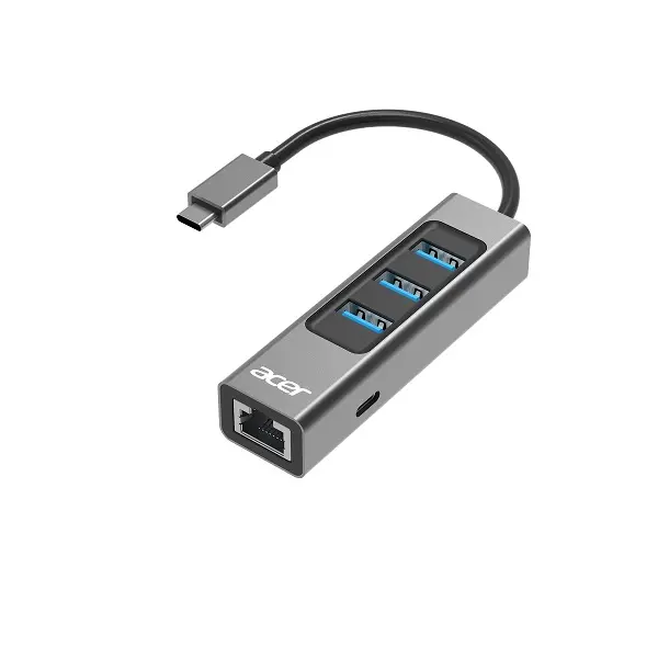 Acer Zl.Dck11.001 Odk3g0 Usb-C 4-In-1 Mini Dock To Gigabit Ethernet Power And 3X Usb3.2 Gen1 5Gbps With Optional Usb-C Power Support - Grey Colour 1