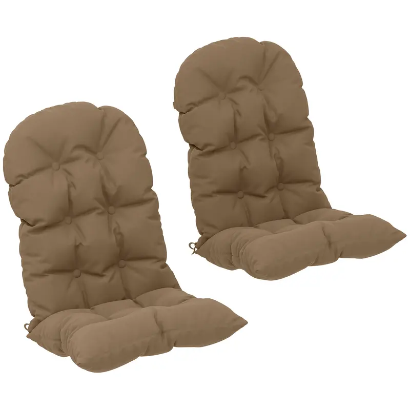 Adirondack Chair Cushions Set Of 2, Tufted High Back Patio Chair With Ties, Khaki 1