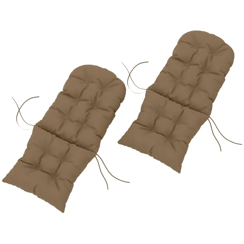 Adirondack Chair Cushions Set Of 2, Tufted High Back Patio Chair With Ties, Khaki 2