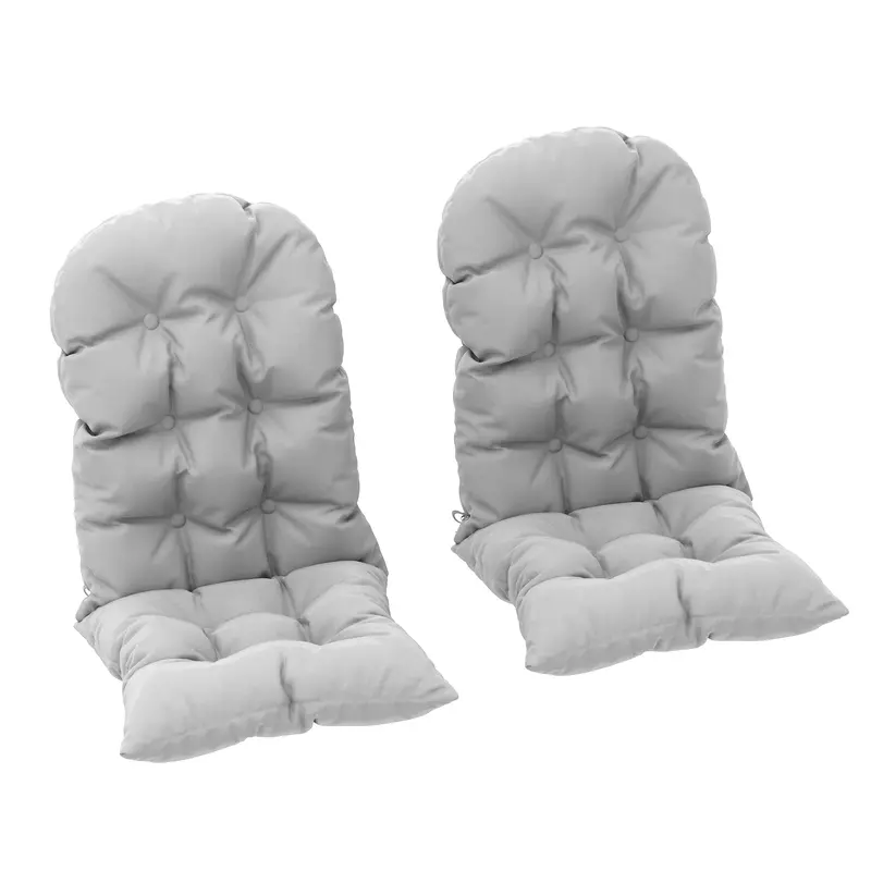 Adirondack Chair Cushions Set Of 2, Tufted High Back Patio Chair With Ties, Light Grey 1