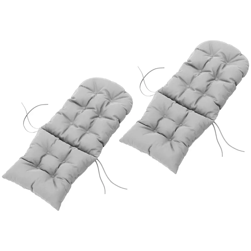 Adirondack Chair Cushions Set Of 2, Tufted High Back Patio Chair With Ties, Light Grey 2