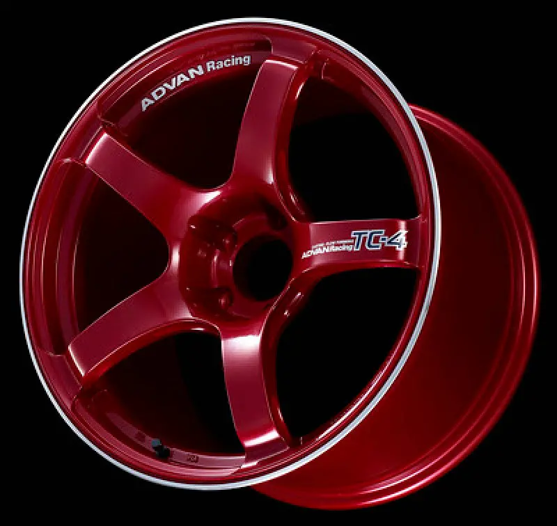Advan Tc4 17X8.0 +35 4-100 Racing Candy Red & Ring Wheel 1