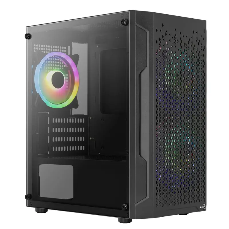 Aerocool Trinity Mini Tower Case With A Full Tempered Glass Side Panel- Black 1