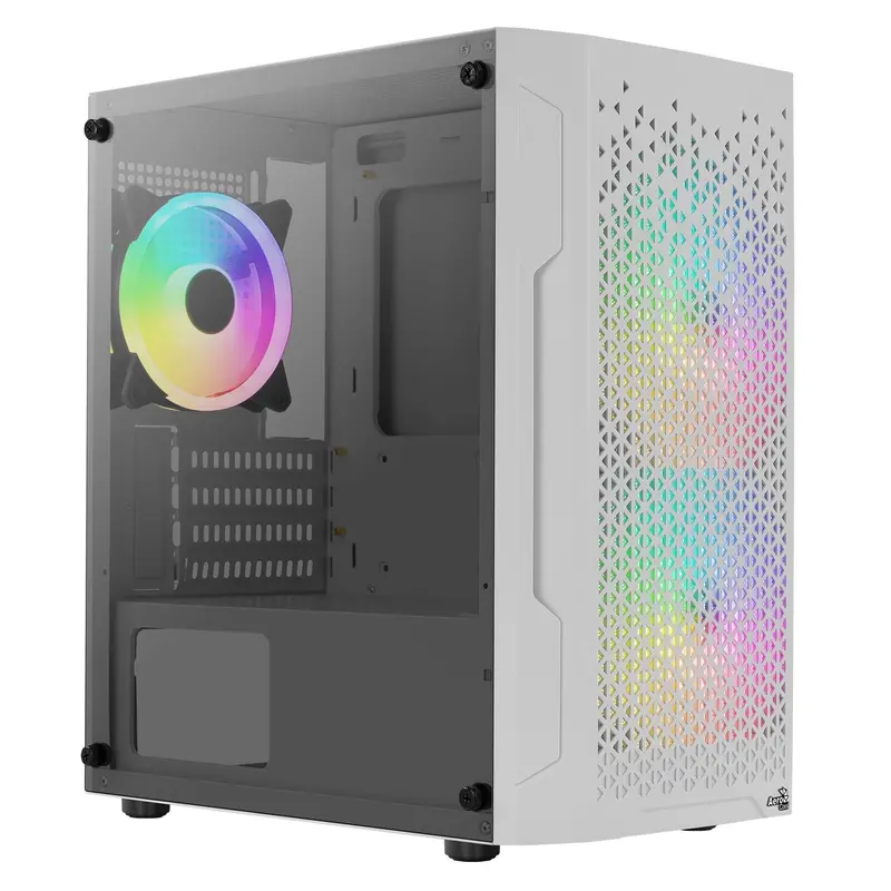Aerocool Trinity Mini Tower Case With A Full Tempered Glass Side Panel- White 1