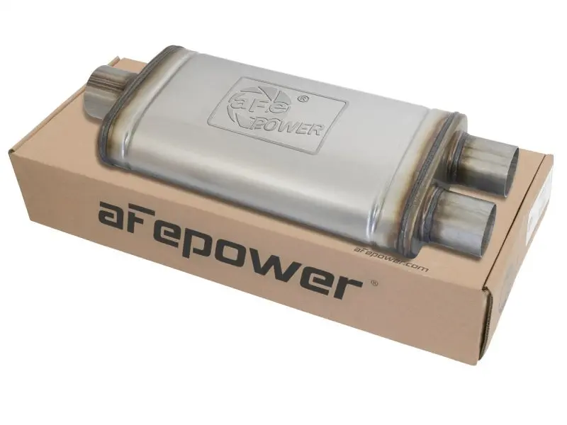 Afe Machforce Xp Ss Muffler 3In Center Inlet / 2.5In Dual Outlets 18In L X 9In W X4in H Body 1