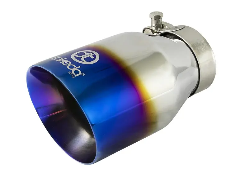 Afe Takeda 304 Stainless Steel Clamp-On Exhaust Tip 2.5In Inlet / 4In Outlet - Blue Flame 1