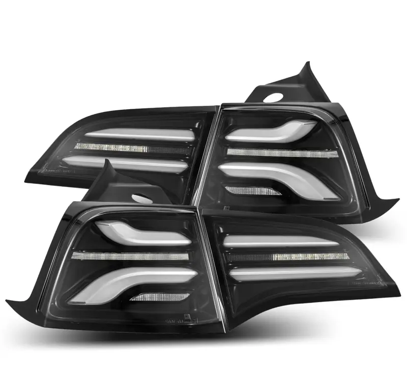 Alpharex 2020-2024 Tesla Model Y / 2022-2023 Model 3 (With Stock Amber Turn Signal) Pro-Series Led Tail Lights Jet Black 1