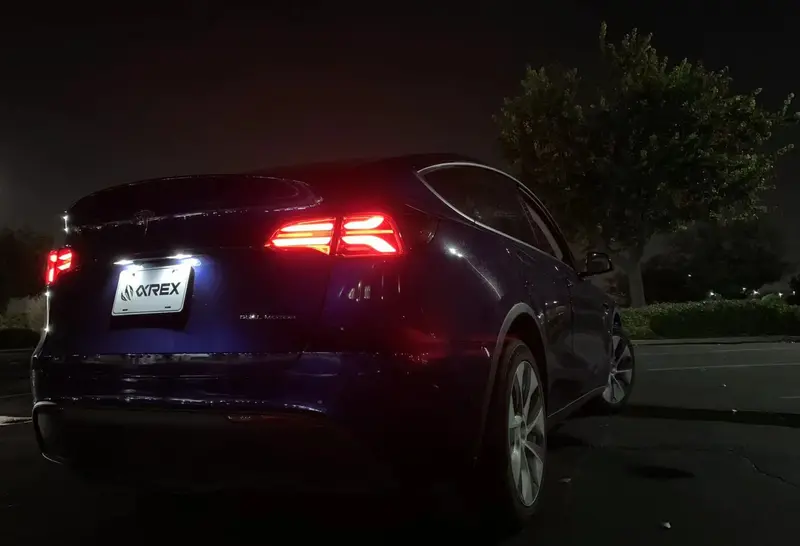 Alpharex 2020-2024 Tesla Model Y / 2022-2023 Model 3 (With Stock Amber Turn Signal) Pro-Series Led Tail Lights Jet Black 2