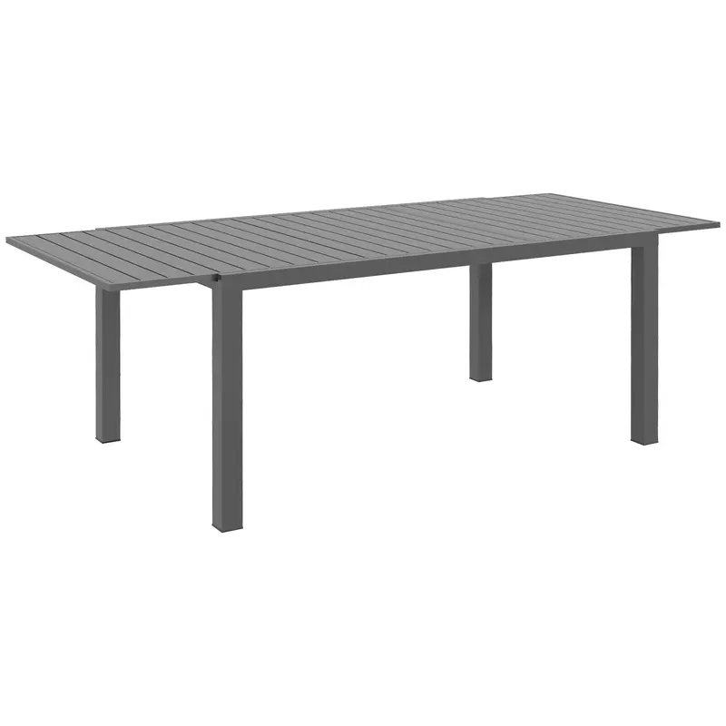 Aluminum Expandable Dining Table For 6-8, Rectangle Patio Table For Garden, Charcoal Grey 1
