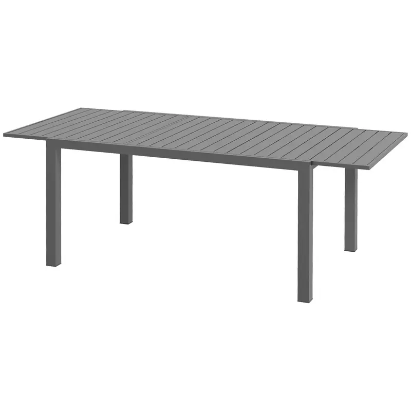 Aluminum Expandable Dining Table For 6-8, Rectangle Patio Table For Garden, Charcoal Grey 2
