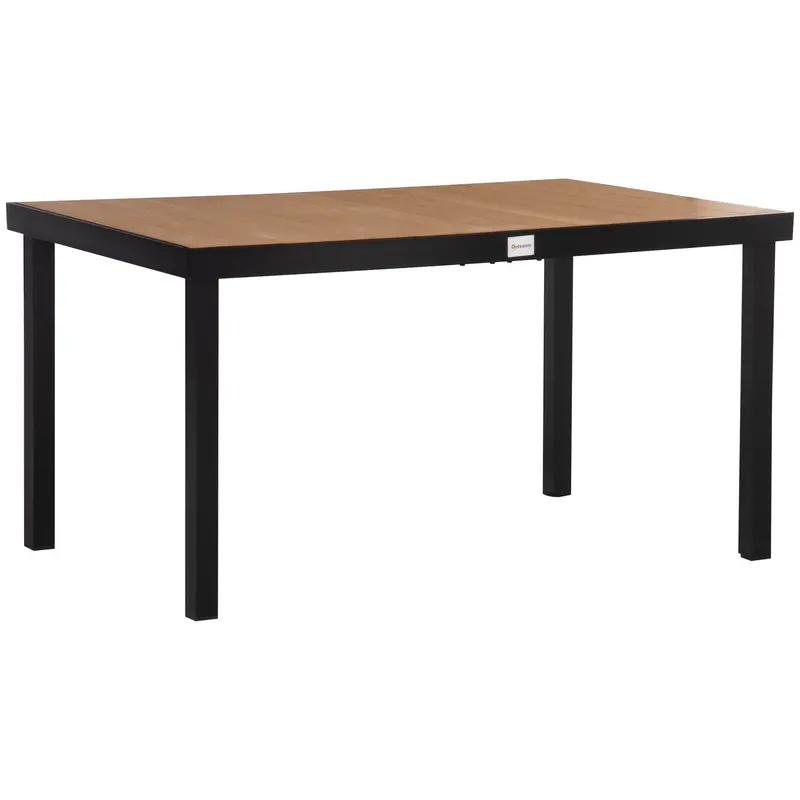 Aluminum Outdoor Rectangular Dining Table For 6, 55" L X 35.5" W X 29.25" H, Natural 1