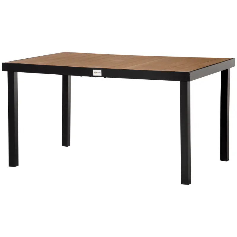 Aluminum Outdoor Rectangular Dining Table For 6, 55" L X 35.5" W X 29.25" H, Natural 2