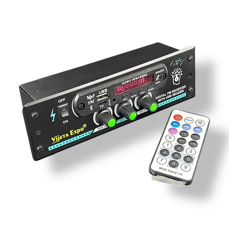Amplifier Multimedia Player With Bluetooth, Aux And Fm Radio 12V Dc | Portable Music System For Car, Auto Rikshaw & Home 1
