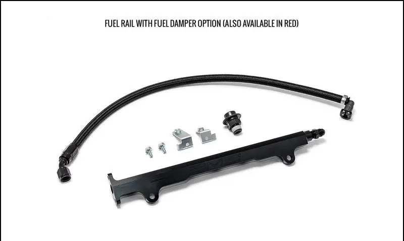 Ams Performance 08-15 Mitsubishi Evo X Cnc Machined Aluminum Fuel Rail W/Pulsation Dampener - Black 1