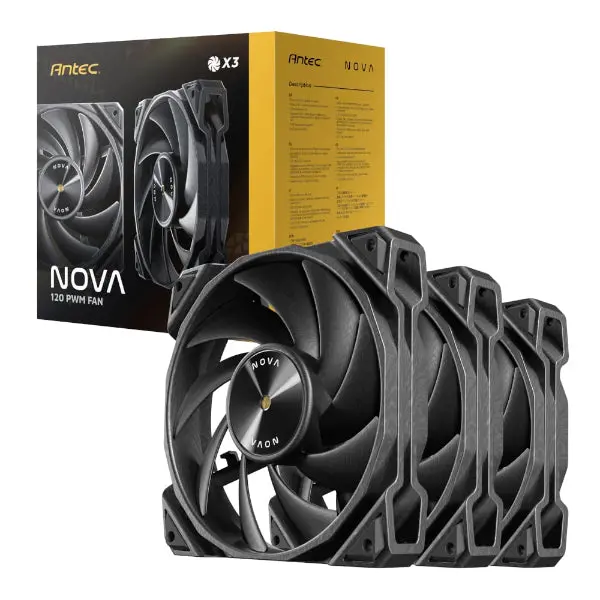 Antec Nova 120 Pwm Fan 3 Pack With Speed Controller - Black 1