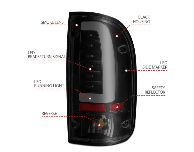 Anzo 1995-2000 Toyota Tacoma Led Taillights Black Housing Smoke Lens (Pair) 2