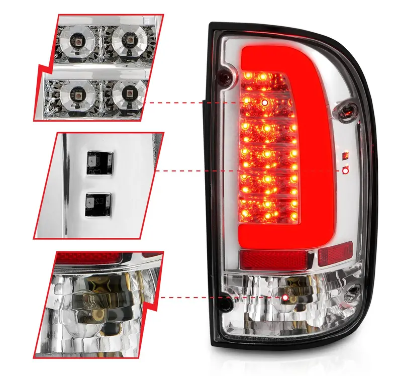 Anzo 1995-2000 Toyota Tacoma Led Taillights Chrome Housing Clear Lens (Pair) 2
