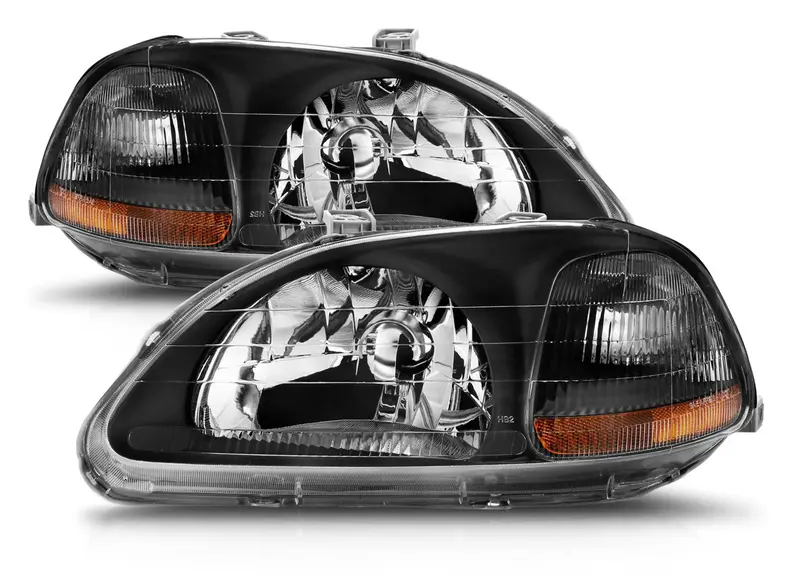 Anzo 1996-1998 Honda Civic Crystal Headlights Black 1