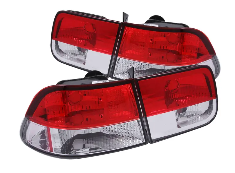 Anzo 1996-2000 Honda Civic 2Dr Tail Lights Chrome Red/Clear 2Pc (Copy) 1