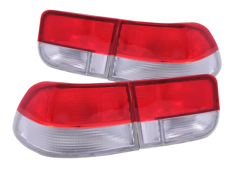 Anzo 1996-2000 Honda Civic 2Dr Tail Lights Chrome Red/Clear Lens 2Pc (Oe Type) 1