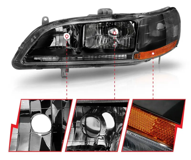 Anzo 1998-2002 Honda Accord Crystal Headlights Black 2