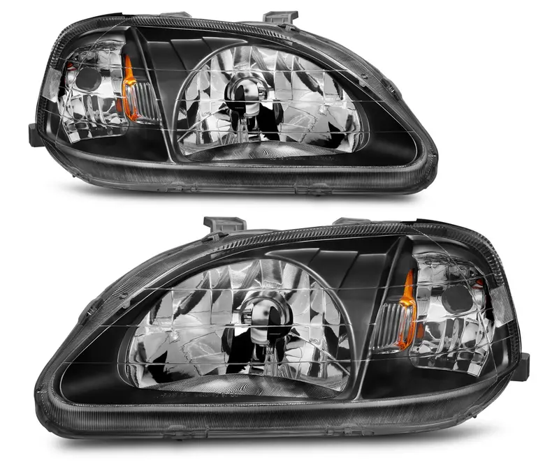 Anzo 1999-2000 Honda Civic Crystal Headlights Black 1