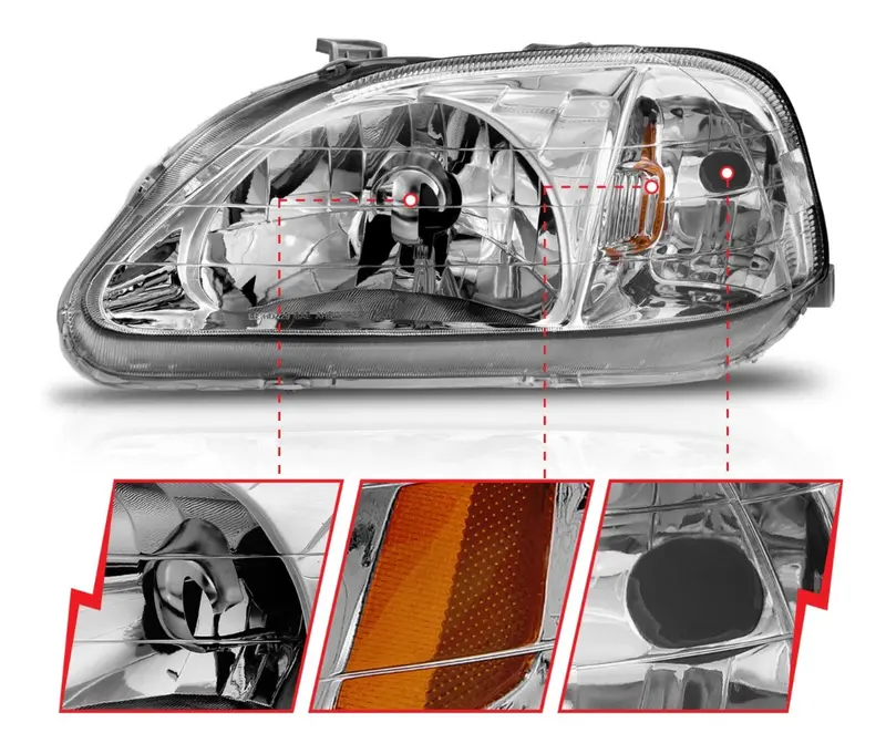 Anzo 1999-2000 Honda Civic Crystal Headlights Chrome 2