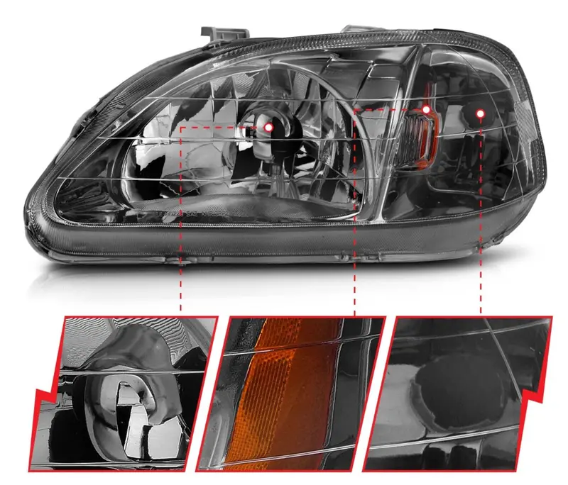 Anzo 1999-2000 Honda Civic Crystal Headlights Gun Metal 2