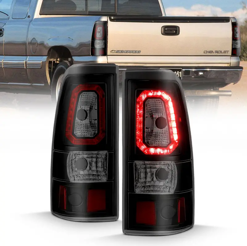 Anzo 2003-2006 Chevy Silverado 1500-2500-3500 Single Rear Wheel Led Tail Lights Plank Style In Black Housing With Smoke Lens (Does Not Fit Dually Models) 1