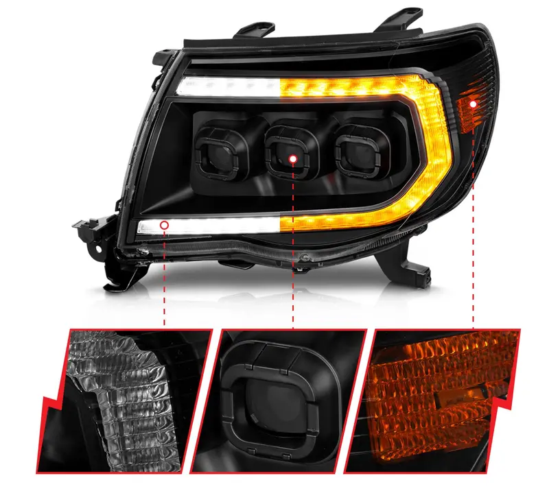 Anzo 2005-2011 Toyota Tacoma Full Led Projector Headlights Black W/ Initiation Feature & Sequential Signal 2