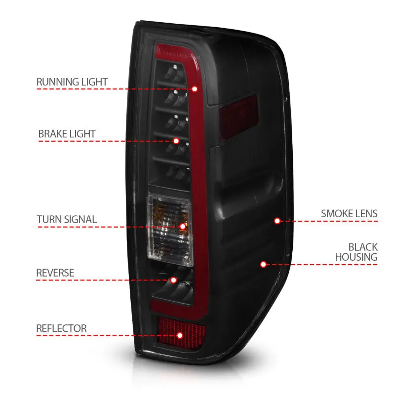 Anzo 2005-2021 Nissan Frontier Led Taillights Black Housing/Smoke Lens 2