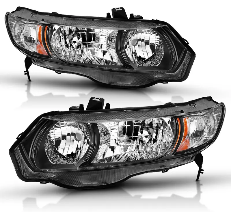 Anzo 2006-2009 Honda Civic Crystal Headlights 2Dr Black (Oe Type Replacement) 1