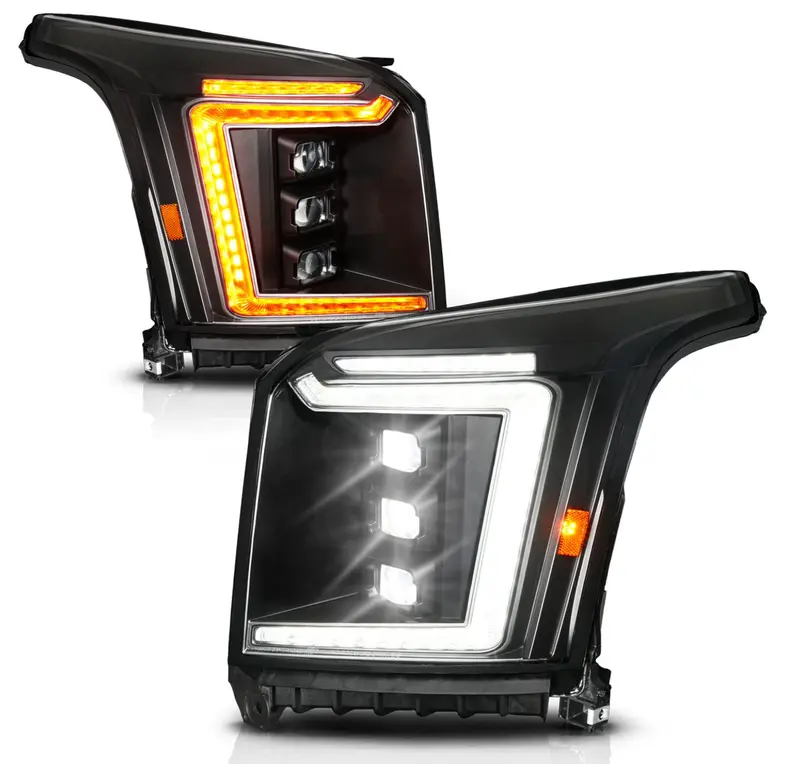 Anzo 2015-2020 Gmc Yukon/Yukon Xl Full Led Projector Headlights Black W/ Drl, Initiation & Sequential (Factory Halogenmodels Only) 1